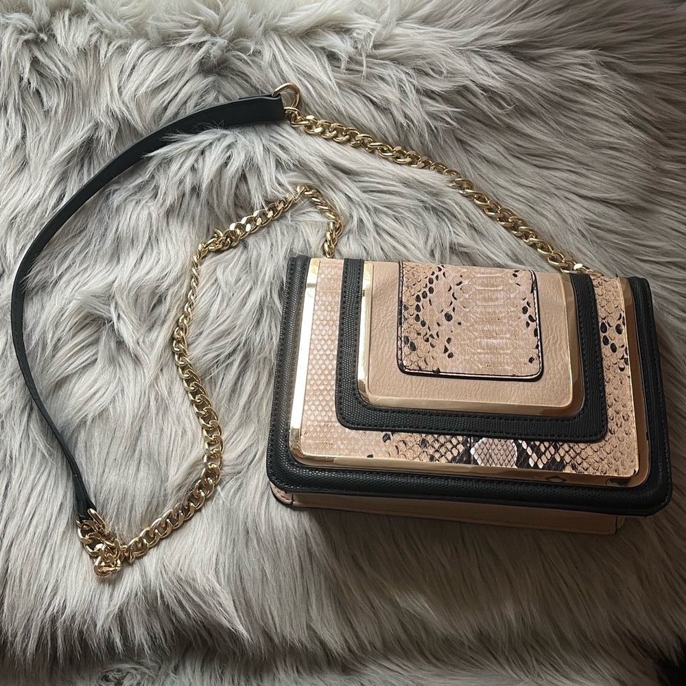 Nude Snakeskin Print Aldo Crossbody Purse
